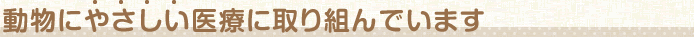 動物にやさしい医療に取り組んでいます